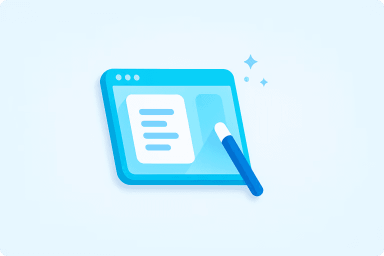 Illustration of a documentation page being edited